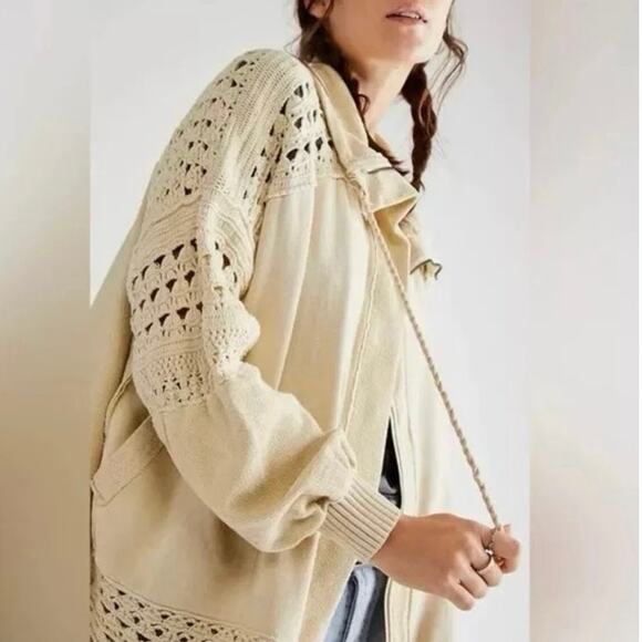 Free People Cardigan crochet sweater sz M oversized - Picture 1 of 10